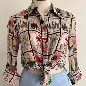 Alice + Olivia Women's Graphic Print Top Sz Small